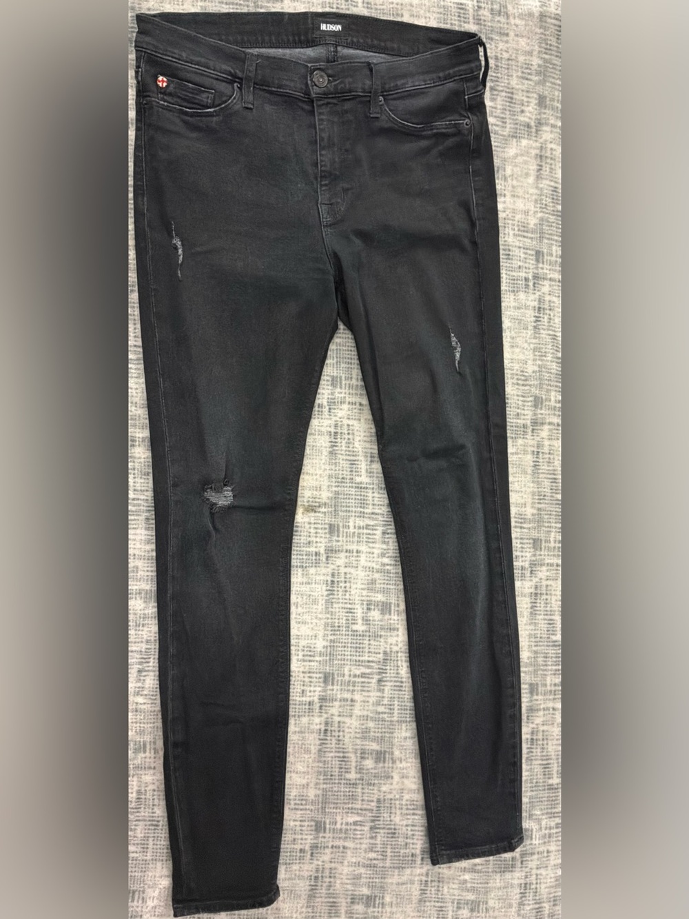 Hudson Jeans Black Skinny Distressed Stretch Denim